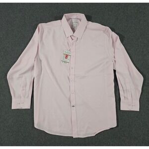 Bill Blass Essentials Mens 2XL Slim Fit Non-Iron Stretch Twill Dress Shirt Pink